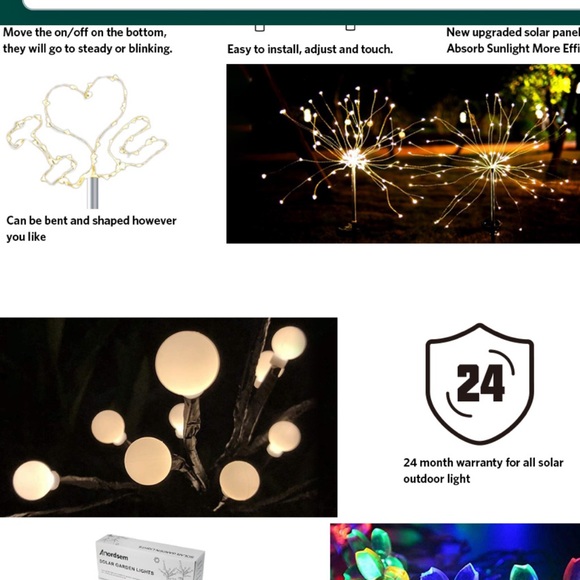 Anordsem Solar Garden Lights/Solar Fireworks Lights-Waterproof IP65-2-Pack - Picture 7 of 14